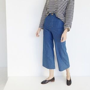 Laurs  Kemp Denim High Waisted Wide Leg Crop Denim Pants